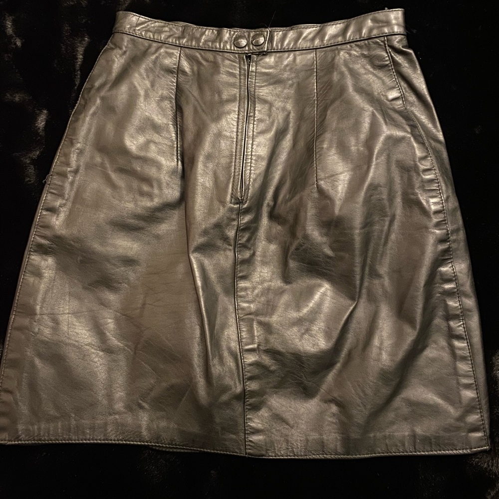 Black leather mini skirt